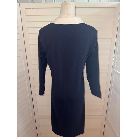 Spartina 449 Navy White Trim V Neck 3/4 Sleeve Tunic Dress M - Picture 5 of 7